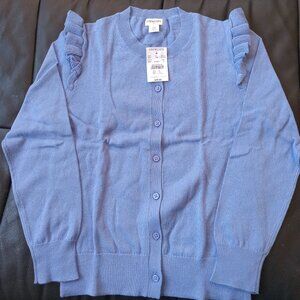 J.Crew Girls Ruffle Shoulder Cardigan Sweater Brand New